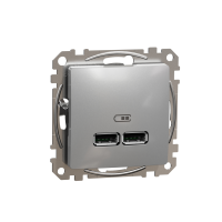 Gniazdo ładowania USB A+A 2,1A, srebrny aluminium | SDD113401 Schneider Electric