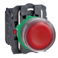 Przycisk kryty kompletny podświetl. fi22 samopowrotny 1NO 24V czerwony Harmony XB5 | XB5AW34B1 Schneider Electric