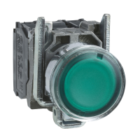 Przycisk podświetlany zielony kryty Fi-22mm z samopowrotem 220-240V 1NO+1NC | XB4BW33M5 Schneider Electric