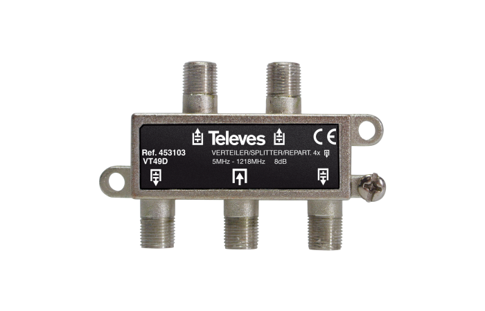 Rozgałęźnik 5…1000MHz "F" 4D 8dB, wewnętrzny | 453103 Televes