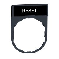 Ramka do mocowania etykiet, wymiary 30x40mm z etykietą 8x27mm, czarne tło "RESET" | ZBY2322 Schneider Electric