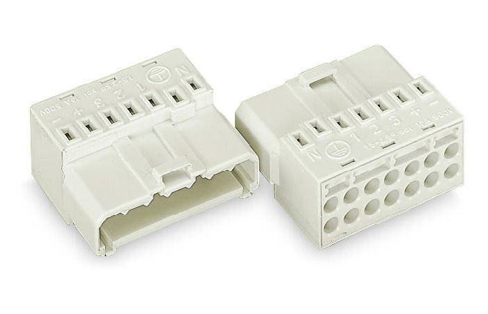 Wtyk N PE 1 2 3 + - 7-biegunowy, biały | 267-510 Wago