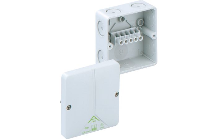 Puszka łączeniowa Abox 040-4 93x93x56 IP65 z zaciskiem śrubowym, 5-bieg. – 2,5/4 mm2, szary | 80440701 SPELSBERG POLSKA