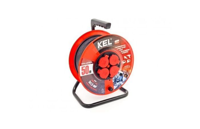 Przedłużacz bębnowy PROFESSIONAL LINE, 4x2p+Z, IP44 16A H05RR-F 3x1,5, 50m, czarny | W-97057 Plastrol