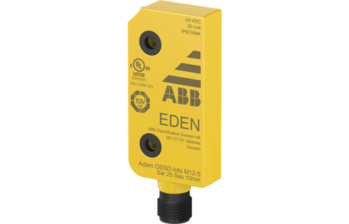 Czujnik bezpieczeństwa Jokab Safety z wyjściem OSSD, 24VDC, IP69K, Adam OSSD-Info M12-5 | 2TLA020051R5400 ABB
