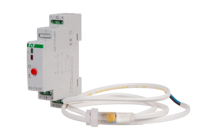 Automat zmierzchowy AZ-112-LED z zewnętrzną sondą, przekaźnik InRush16 A (160 A/20 ms) | AZ-112-LED F&F
