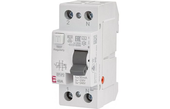 Wyłącznik r&oacute;żnicowoprądowy 2P 25A 30mA typ A 6kA, EFI6-P2 A 25/0.03 | 002061261 Eti