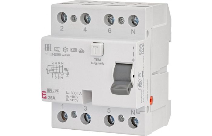 Wyłącznik r&oacute;żnicowoprądowy 4P 40A 30mA typ A 6kA, EFI6-P4 A 40/0.03 | 002061662 Eti
