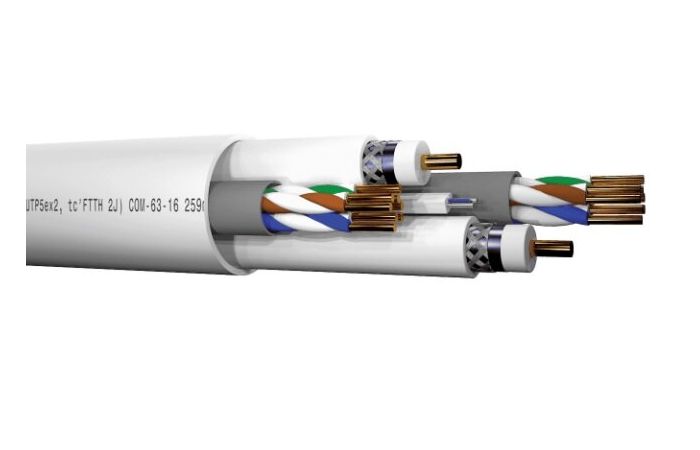 Kabel multimedialny tc multikabel (2xRG-6Cu / 2xUTP / 1xFTTH-2J) szary /500m/ BĘBEN