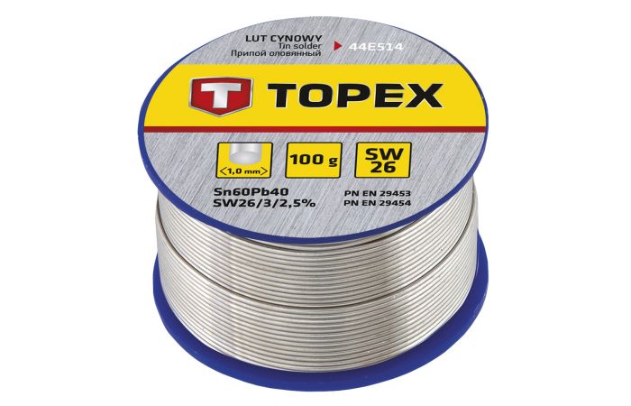 Cyna z topnikiem 1.0mm/100g.SW26 LC60 w opakowaniu | 44E514 TOPEX