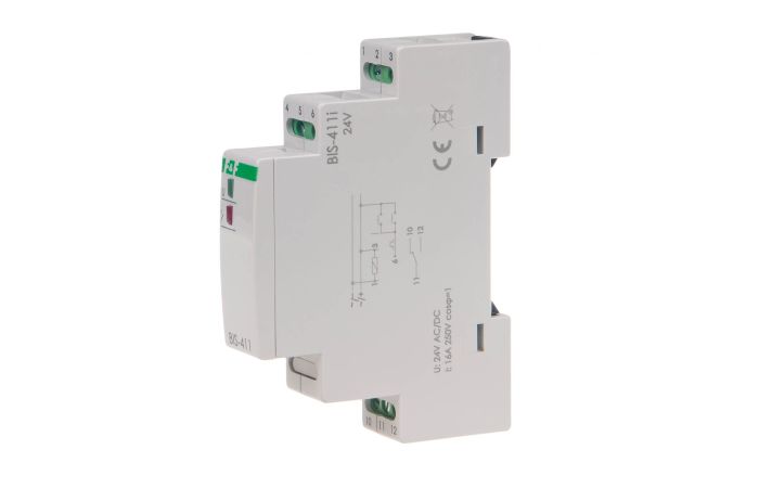 Przekaźik bistabilny BIS-411-24V 24V/16A 1×NO/NC montaż na szynie DIN | BIS-411-24V F&F