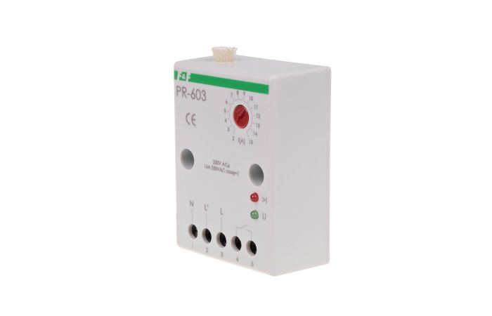 Przekaźnik priorytetowy PR-603 zakres regulacji 2-15A montaz natablicowy 230V AC | PR-603 F&F