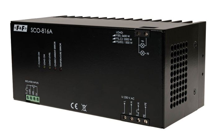 Ściemniacz oświetlenia SCO-816A do odbiorników dużej mocy, 230VAC z wej. analog. 0-10V 3500W | SCO-816A F&F