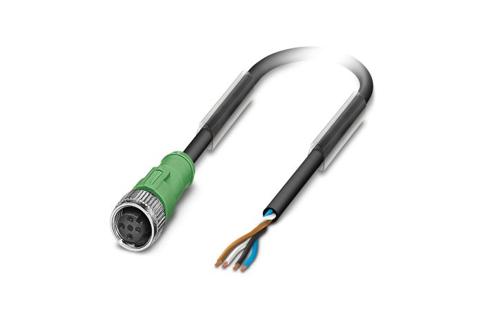 Kabel czujnika/urządzenia wykonawczego SAC-4P- 5,0-PUR/M12FS, 4-pinowy, czarno-szary (5m) | 1668124 Phoenix Contact