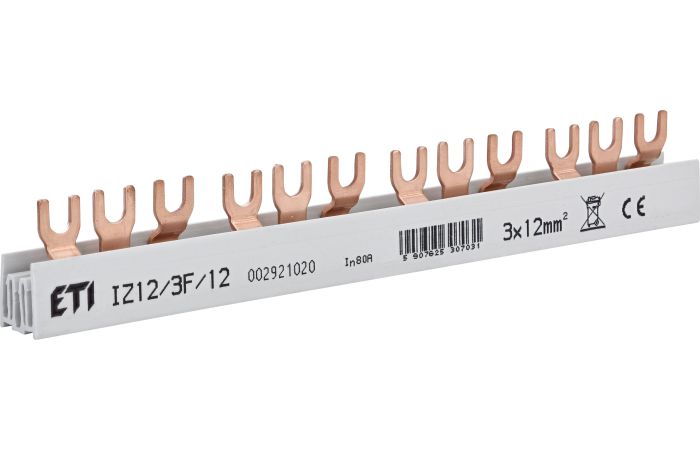 Szyna łączeniowa widełkowa 3P 80A 12mm2 12-modułów IZ12 3F 12 | 002921020 Eti