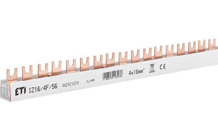 Szyna łączeniowa widełkowa 4P 100A 16mm2 56-moduły IZ16/4F/56 | 002921070 Eti