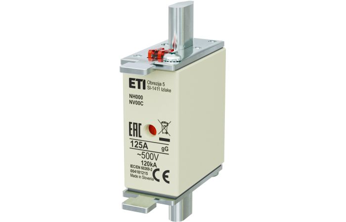 Wkładka bezpiecznikowa (topikowa) NH000 125A gG 500V zwłoczna | 004181215 Eti