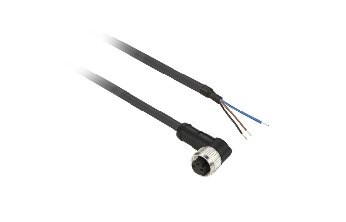Konektory okablowane kątowe, żeńskie, M8, 3 piny, kabel 2m OsiSense XU | XZCP0666L2 Telemecanique Sensors