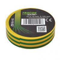 Taśma izolacyjna, zielono-żółta 10m×15mm, PVC, 0-90stC, 40kV/mm | ZS10-15-dubel Tracon