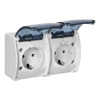 Gniazdo podwójne 2x2P+Z Schuko IP44 biały dymiony , Aquatic | OR-OE-7106(GS)/WT Orno