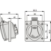 Gniazdo Tablicowe skośne GTS 32/4 Gniazdo 32A/400V 3P+Z | 921826 Elektromet