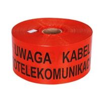 Folia, taśma kablowa ostrzegawcza 20/0,1mm pomarańcz UWAGA KABEL OPTOTELEKOMUNIKACYJNY (szt=100m) | TAŚMA-UKO Nowicki