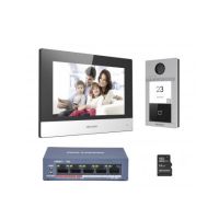 Zestaw wideodomofonowy DS-KIS604-S(B), monitor 7", stacja bramowa DS-KV8113-WME1, switch, karta SD | 305302413 Hikvision Poland