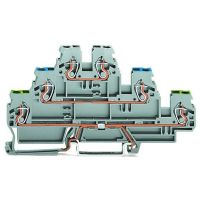 Złączka 3-piętrowa PE/przelotowa/przelotowa, szara | 870-577 Wago