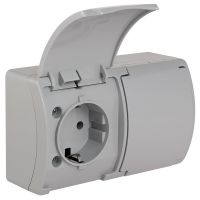 Gniazdo podwójne 2x2P+Z Schuko n/t IP44 z klapką popiel VG 182-03, Koala, szare | 61.398 Elektro-Plast Opatówek