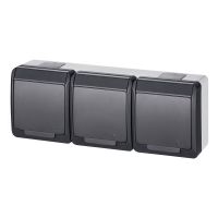 Gniazdo n/t potrójne z uziemieniem, IP44, antracyt, Hermes | 0323-07 Elektro-Plast Nasielsk