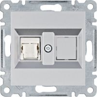 Gniazdo komputerowe pojedyncze RJ45 kat.5e UTP, srebrny, Lumina | WL2112 Hager