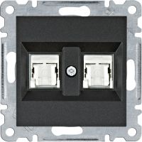 Gniazdo komputerowe podwójne RJ45 kat.6 UTP, czarny, Lumina | WL2163 Hager