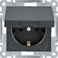 Gniazdo Schuko z pokrywą, czarny, Lumina | WL1153 Hager