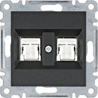 Gniazdo komputerowe podwójne RJ45 kat.5e FTP, czarny, Lumina | WL2143 Hager