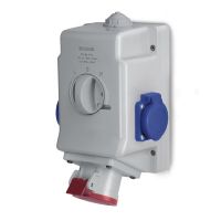 Gniazdo stale 16A 400V 3P+Z+N, gniazdo 2x230V, wył. L-O-P | 513.1657-2FNR Scame