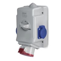 Gniazdo stale 16A 400V 3P+Z+N, gniazdo 2x230V, wył. 0-1 | 513.1657-2FNS Scame