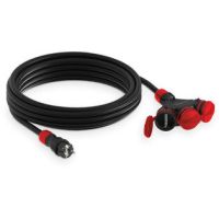 Przedłużacz budowlany 3gniazdowy, SCHUKO, IP44, 16A , H05RR-F, 3x1,5, 5m, czarno-czerwony | W-01186 Plastrol