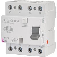 Wyłącznik różnicowoprądowy 4P 25A 30mA typ A, EFI-P4 | 002061511 Eti