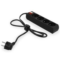 Przedłużacz z czterokrotnym gniazdem z wyłącznikiem ECO 4X2p+Z, 10A 5m czarny PS-470WS/5,0 | W-98190 Plastrol
