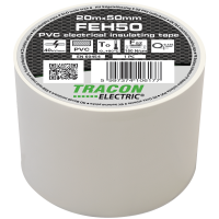 Taśma izolacyjna, biała 20m×50mm, PVC, 0-90°C, 40kV/mm(1szt) | FEH50 Tracon