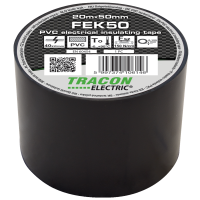 Taśma izolacyjna, czarna 20m×50mm, PVC, 0-90°C, 40kV/mm(1szt) | FEK50 Tracon
