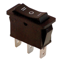 Przełącznik kołyskowy trójpozycyjny, czarny, (napis I-0-II) 16(6)A, 250V AC(1szt) | TES-12 Tracon