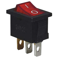 Przełącznik kołyskowy WŁ-WYŁ, czerwony-świecący, (napis 0-I) 16(6)A, 250V AC(1szt) | TES-33 Tracon