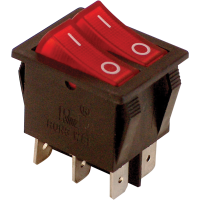 Przełącznik kołyskowy WŁ-WYŁ, 2-obwod, czerwony, napis 0-I 16(6)A, 250V AC(1szt) | TES-43 Tracon