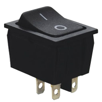 Przełącznik kołyskowy WŁ-WYŁ, 2polowy, czarny, napis 0-I 16(6)A, 250V AC(1szt) | TES-53 Tracon