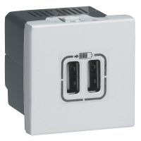 Gniazdo 2xUSB, 1500mA, białe, Mosaic | 278594L Legrand