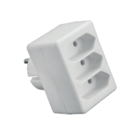 Rozgałęźnik potrójny płaska wtyczka b/u biały | R-3PC Elgotech
