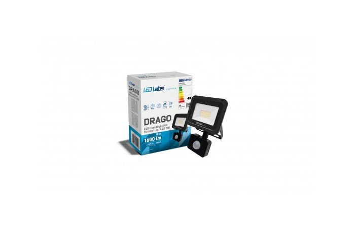Naświetlacz LED z czujnikiem ruchu DRAGO 20W 1800lm 4000K Biały Neutralny IP44 SLIM PIR 3 lata gwar. | 17-0000-11 LED Labs