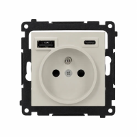 Gniazdo wtyczkowe z zintegrowaną ładowarką USB C+A (moduł) 2.1A 5V DC, 230V, Kaszmirowy, Simon 55 | TGZ1ZUSB2CA.01/142 Kontakt Simon
