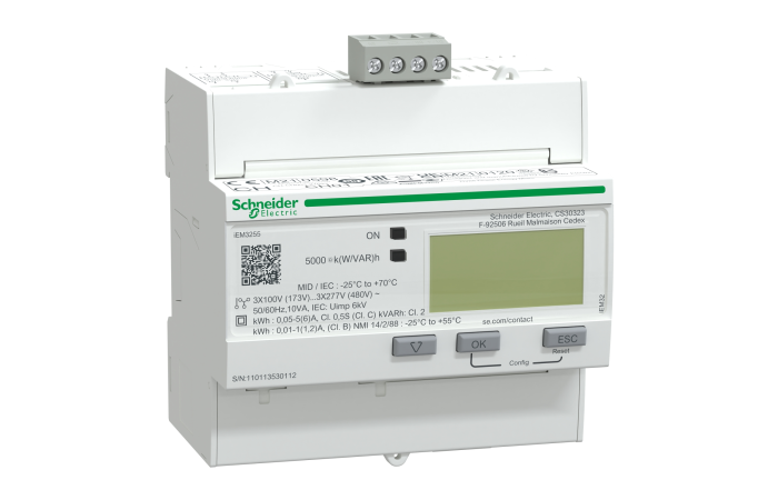 Licznik energii elektrycznej 1/3-fazowy 5A przekładnik 100-480V kl.0,5S/C taryf cyfr iEM3255, Acti 9 | A9MEM3255 Schneider Electric